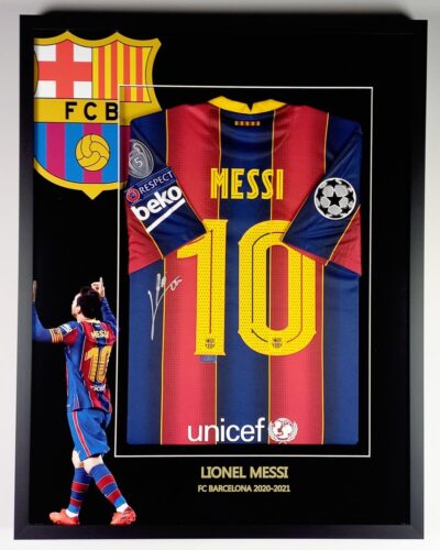 Barcelona Maillot Domicile Encadré 2020-2021 Signé par Lionel Messi (Incl. certificat)