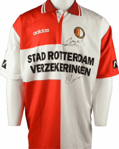 Feyenoord thuisshirt 1994-1996 gesigneerd door Henk Fraser en Ulrich van Gobbel Maat - XXL