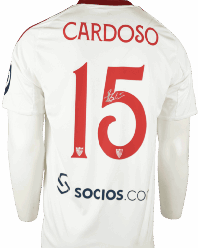 Sevilla FC (wedstrijd gedragen) thuisshirt 2025-2026 gesigneerd door Fábio Cardoso maat - L