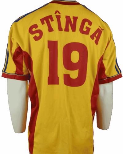 Roemenië (wedstrijd gedragen) thuisshirt 1998-2000 Ovidiu Stîngă Incl. certificaat maat - L