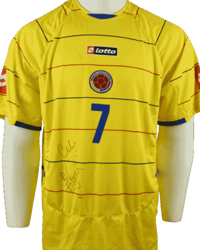 Colombie maillot domicile (porté en match) 2004-2006 Fabián Vargas Signé par la sélection Incl. certificat taille - L