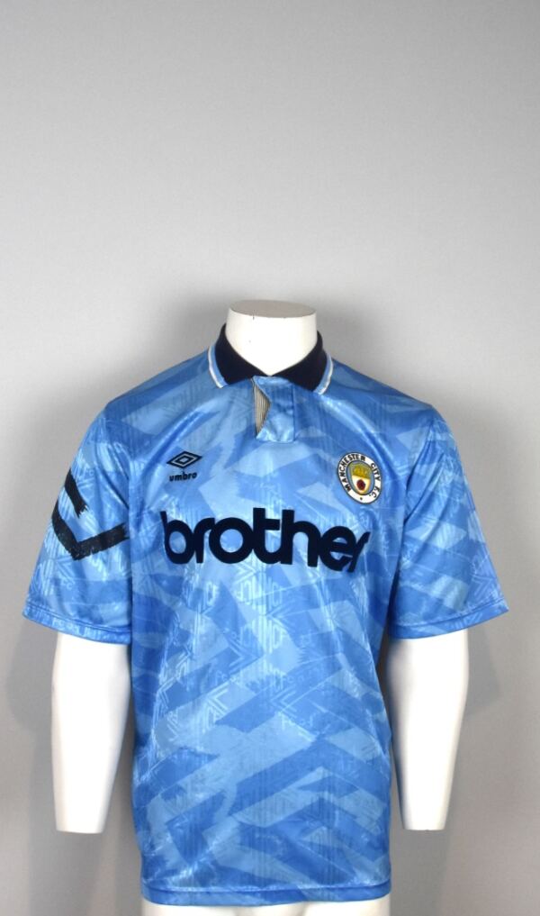 6369 Engeland Manchester City Thuisshirt Brother 1991 1992 maatXL voor