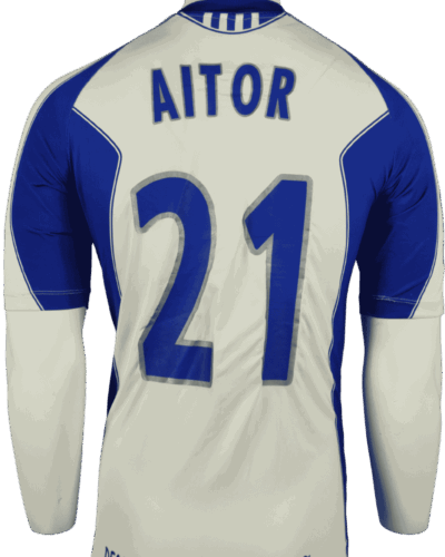 Recreativo Huelva (wedstrijd gedragen) thuisshirt 2006-2007 gesigneerd door Aitor maat - L