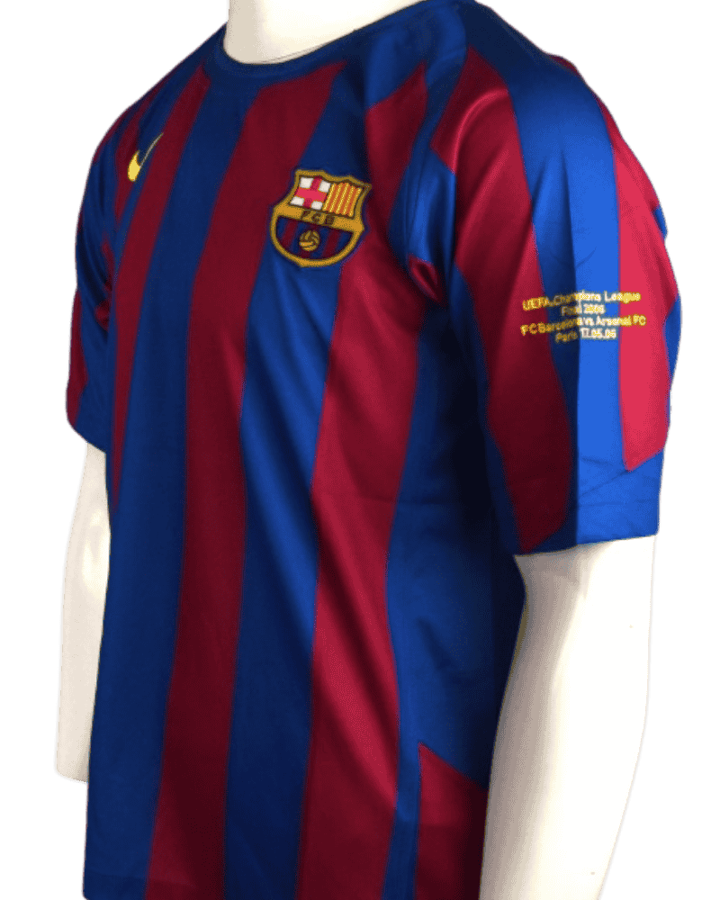 Barcelona thuisshirt CL finale 2006 Gesigneerd door Ronaldinho (Incl. certificaat) Maat - L-zij
