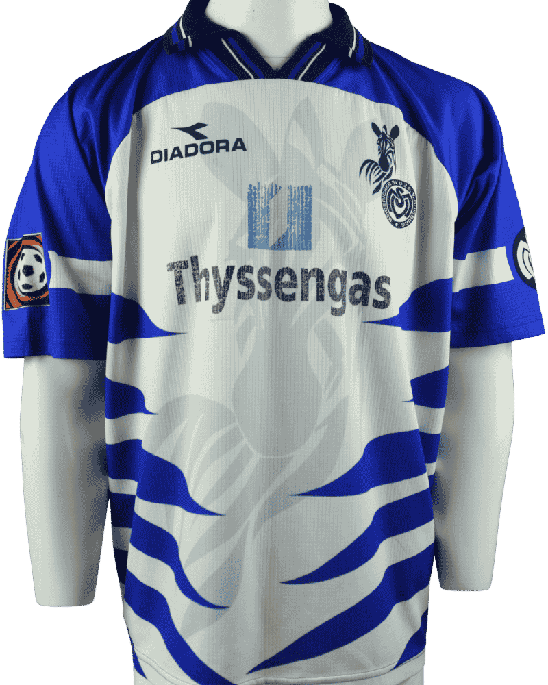 MSV Duisburg (matchworn) Heimtrikot 1998-1999 Stig Tøfting Größe - XL
