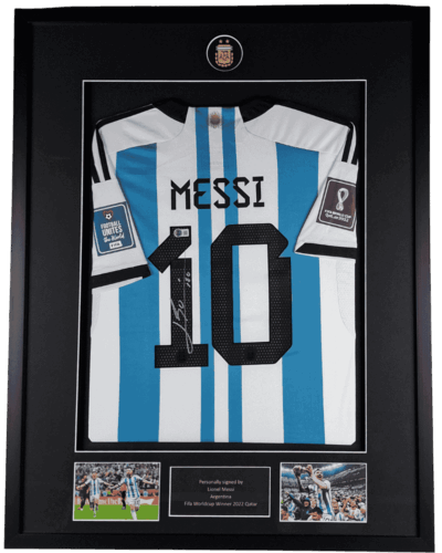 Argentinië Ingelijst thuisshirt WK finale 2022 Gesigneerd door Lionel Messi (Incl. certificaat)